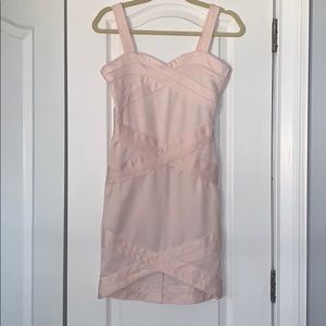 Baby pink bandage mini dress
